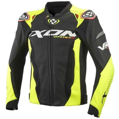 Giacca moto pelle Ixon Vortex 3 Nero Giallo Fluo