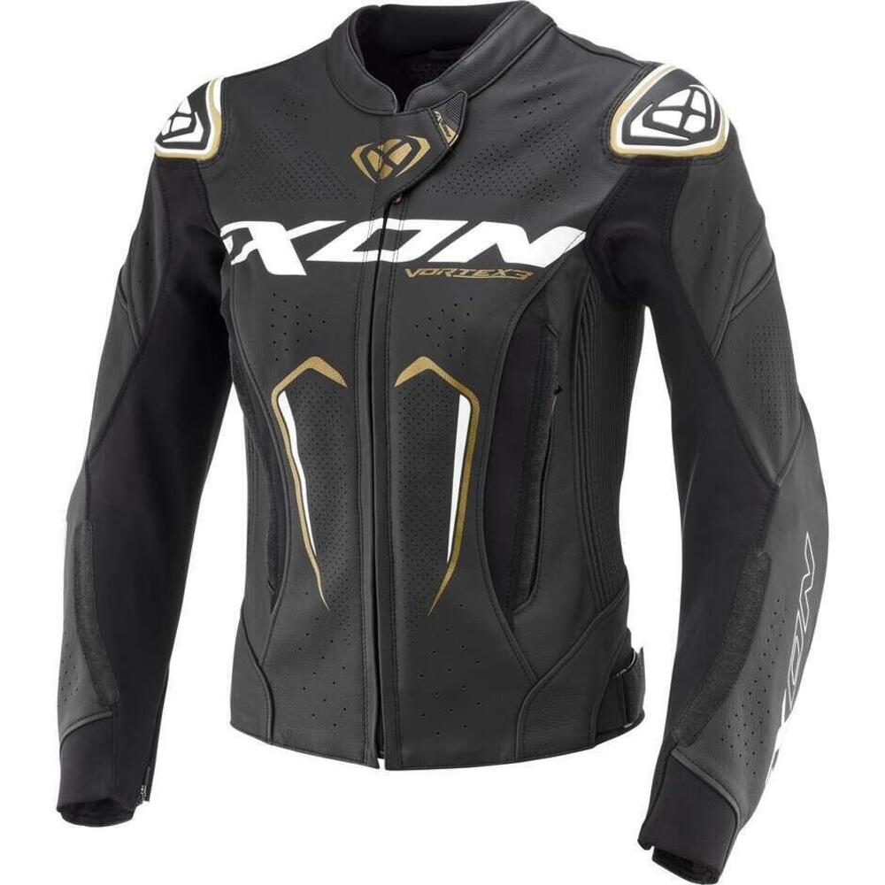 Giacca Moto Pelle Donna Ixon Vortex 3 Nero Bianco