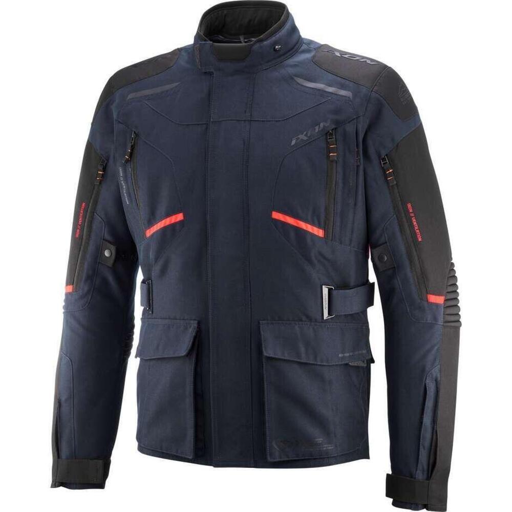 Giacca Moto Ixon Midgard Navy Rosso Vivo