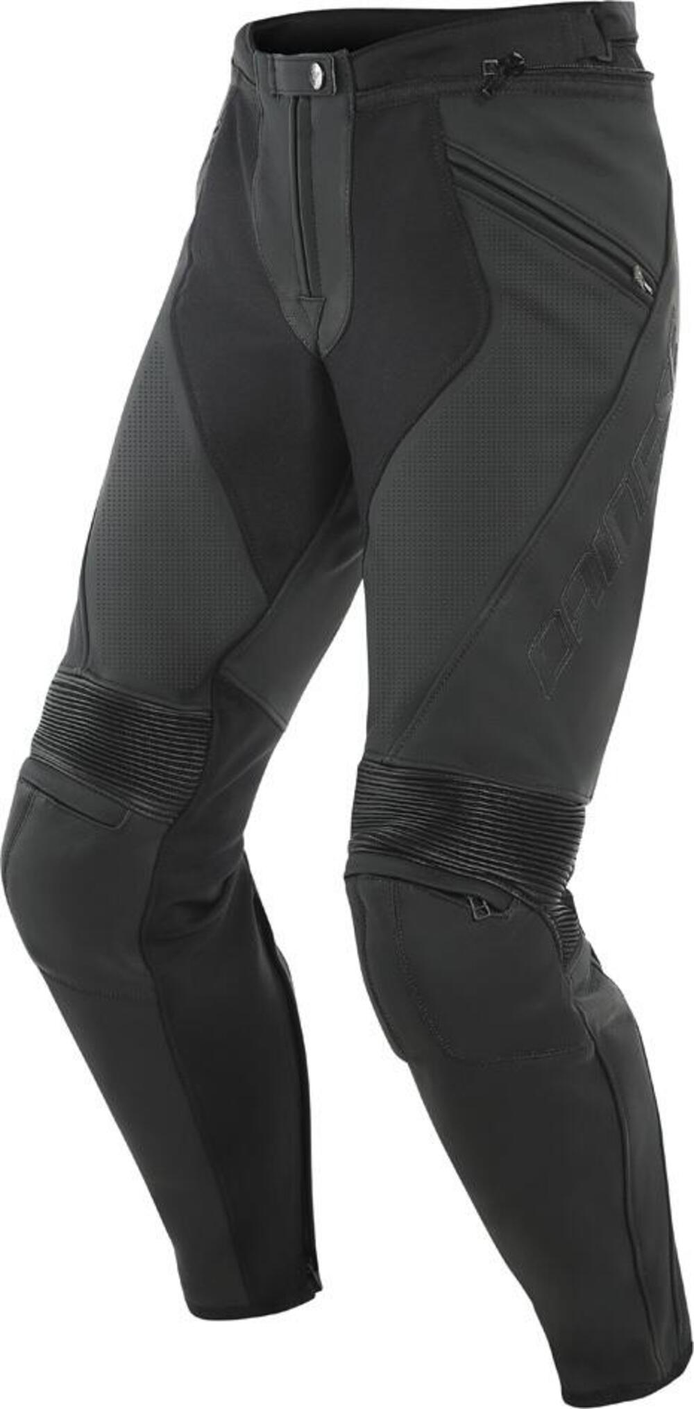 Pantaloni moto pelle estivi Dainese PONY 3 Nero op