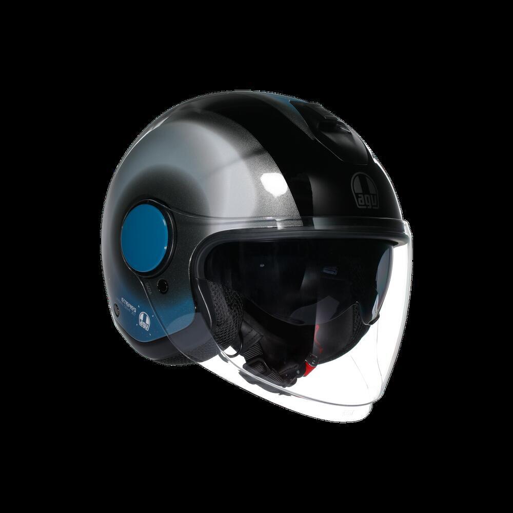 casco jet AGV Eteres Levanto nero argento blu
