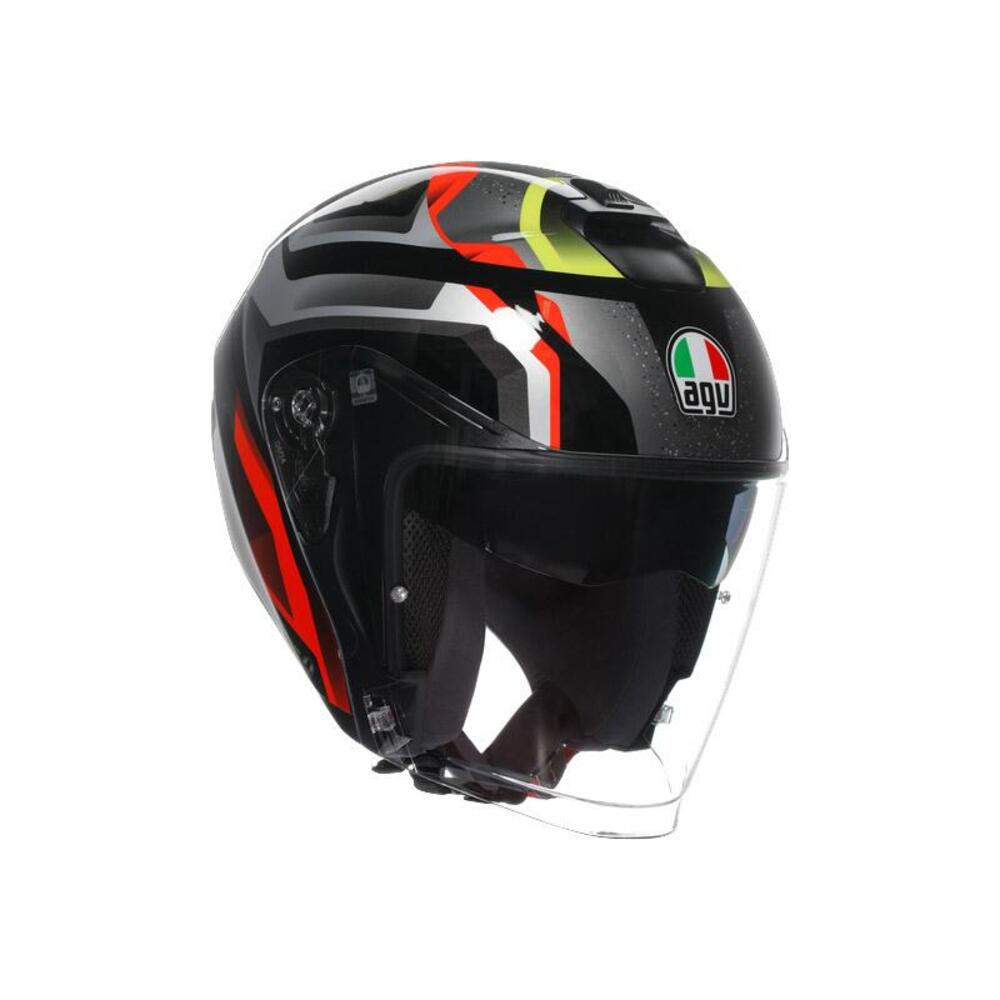 Casco Jet AGV Irides Zurigo Nero Rosso Giallo Fluo