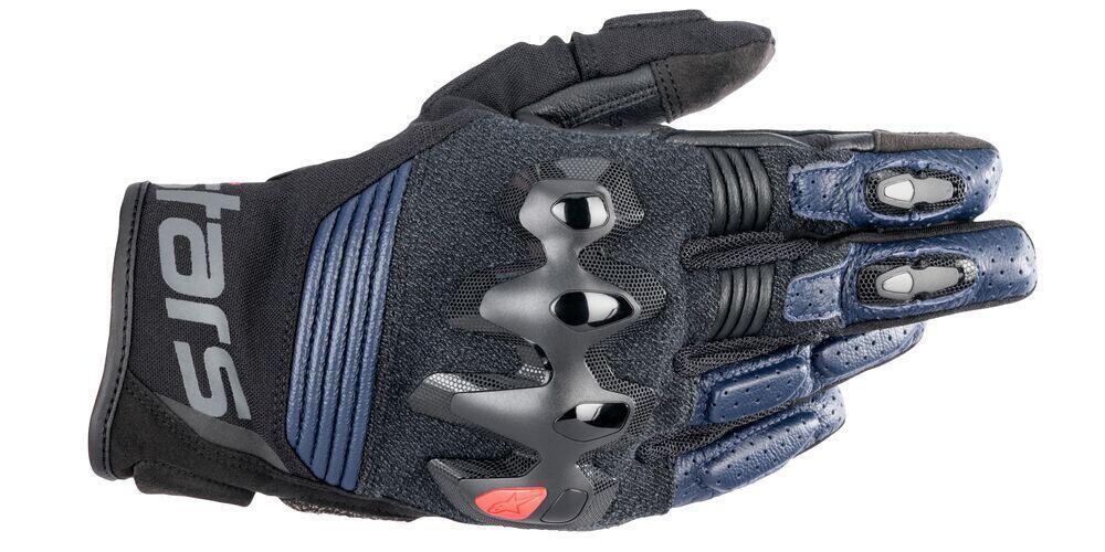 Guanti moto pelle Alpinestars HALO Blu scuro Nero