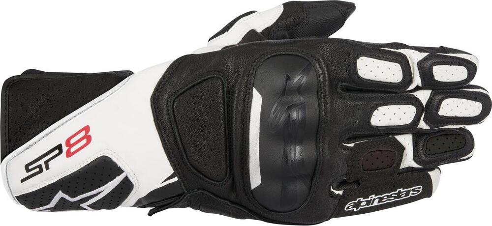 Guanti moto pelle Alpinestars SP-8 V2 nero bianco