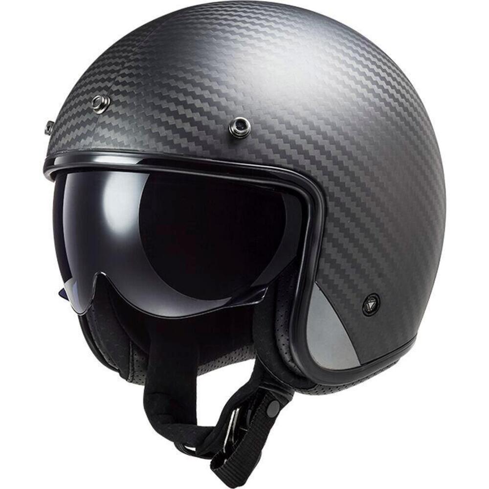Casco Jet LS2 OF601 Bob 2 Carbon nero opaco 06
