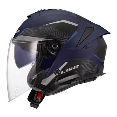 casco jet LS2 Verso 2 Air blu opaco