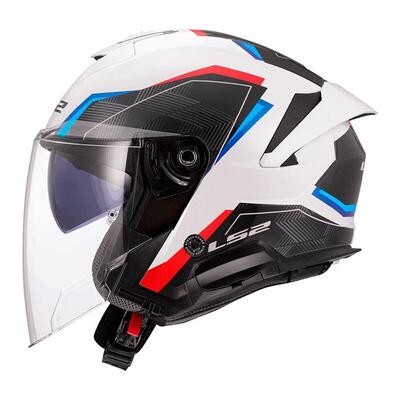 Casco Jet LS2 OF618 Verso II Air Bianco Blu Rosso