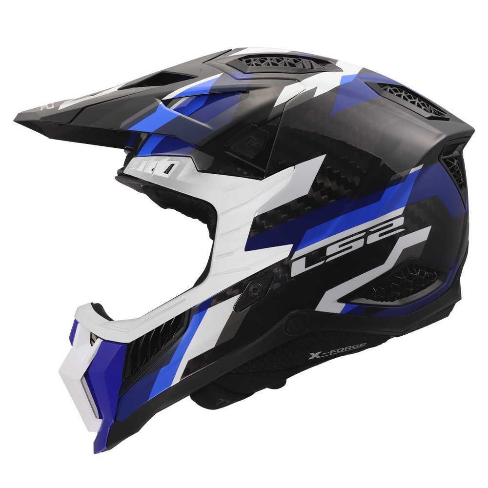 Casco Cross LS2 MX703 X-Force Phantom Blu Bianco I