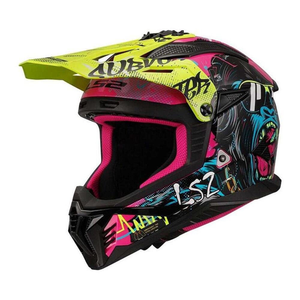 casco offroad LS2 MX708 Fast 2 Gorilla rosa giallo