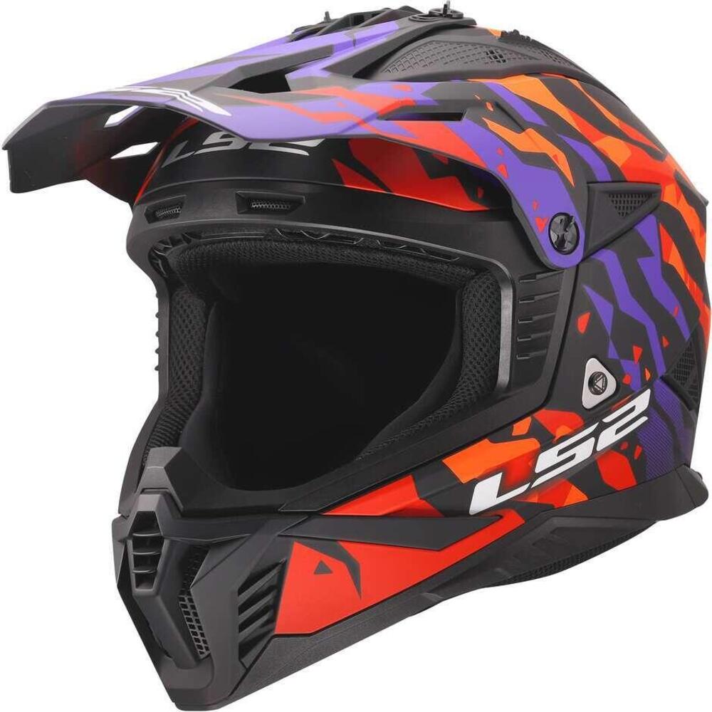 Casco Cross LS2 MX708 Fast II Grotesk Viola Aranci