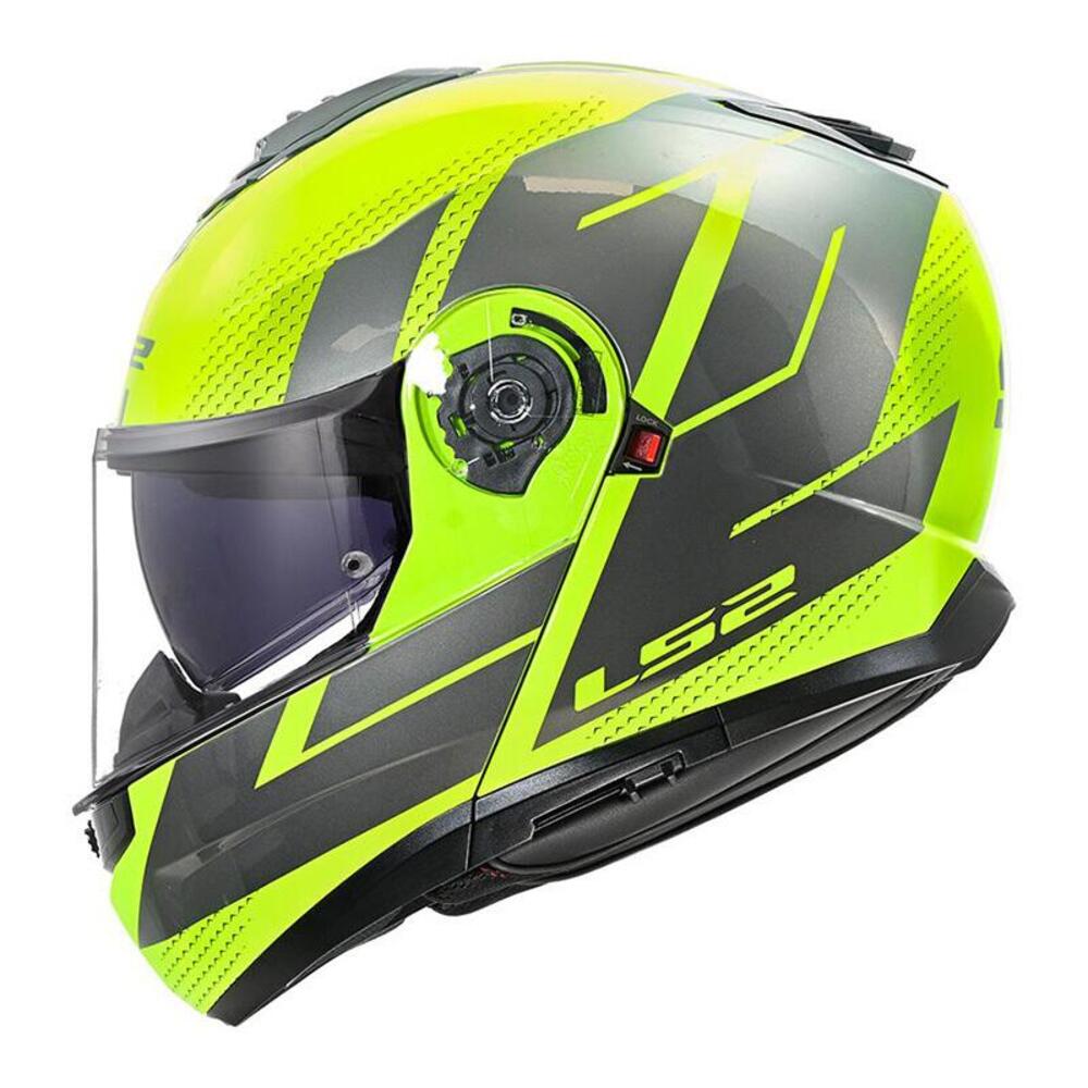 casco modulare LS2 Strobe II H-V Giallo Grigio