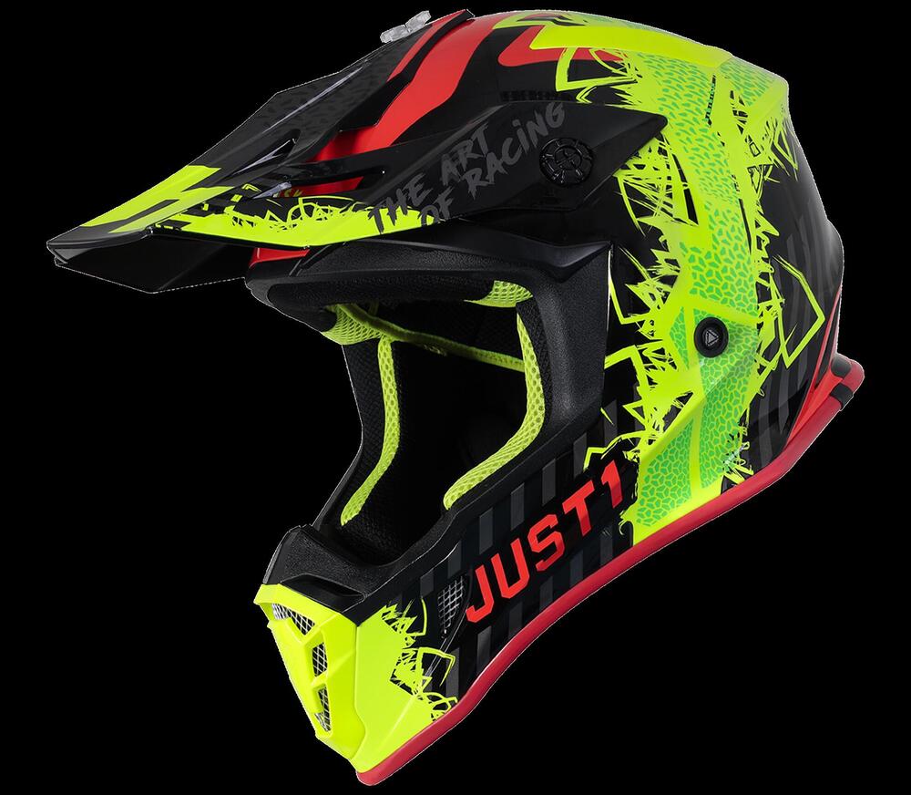Casco cross Just1 J38 Mask Giallo Fluo Rosso Nero