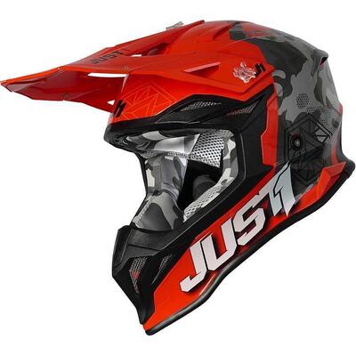 Casco cross Just1 J39 KINETIC Camo Grigio Rosso Fl