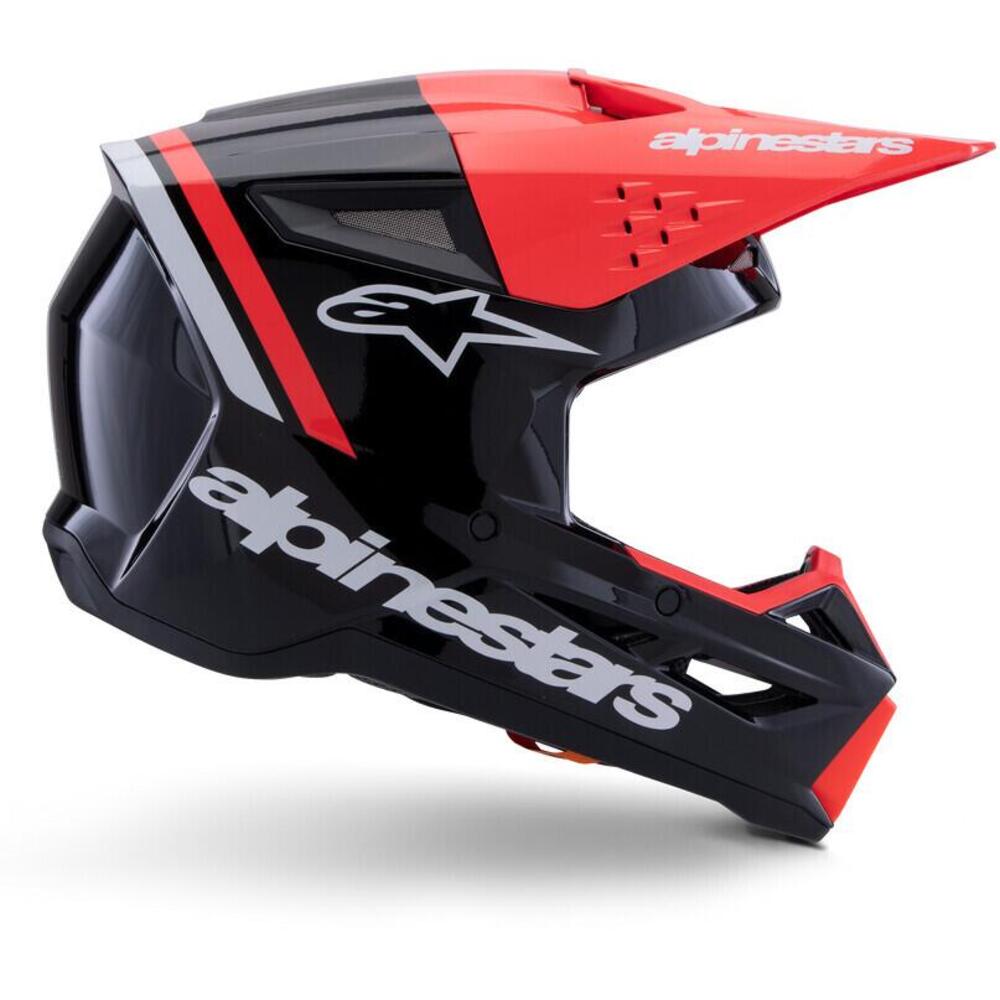 Casco Cross Alpinestars SM3 Radium Nero Rosso Fluo