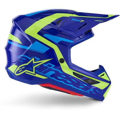 Casco Cross Alpinestars SM7 Deed Blu Giallo Fluo L