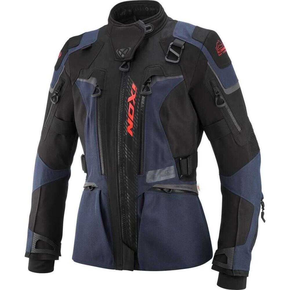 Giacca Moto Donna Ixon Odin Lady Navy Nero Rosso V