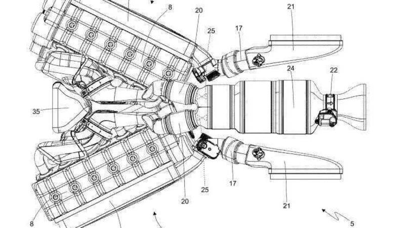 Ferrari smonta il V12 e lo reinventa: il brevetto con due sei cilindri in linea a V