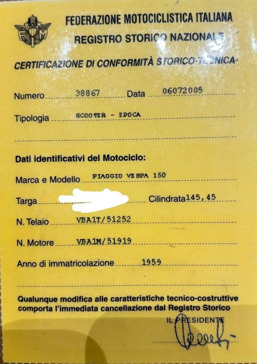 Piaggio Vespa 150 vba1t