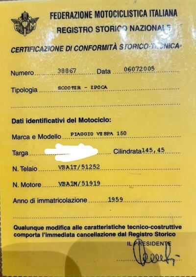 Piaggio Vespa 150 vba1t d'epoca