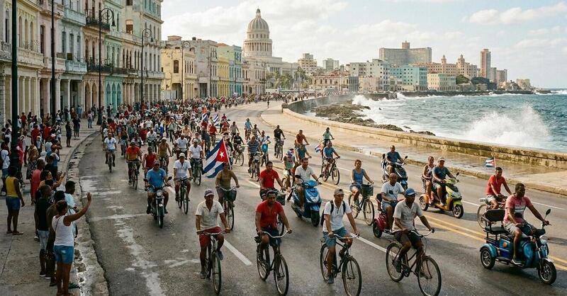 A L'Avana le due ruote sfilano sul Malecon contro l&rsquo;embargo USA