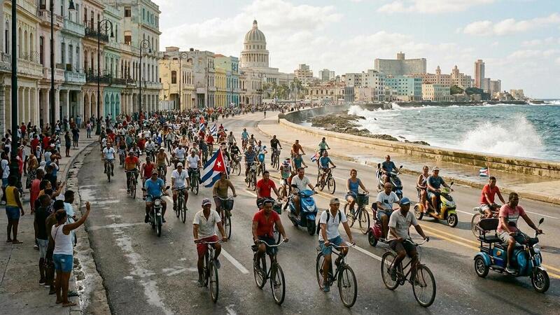 A L'Avana le due ruote sfilano sul Malecon contro l&rsquo;embargo USA