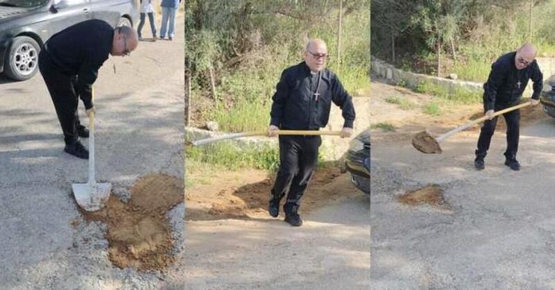 Parroco "asfaltatore" a Caltanissetta: pala e bitume per sfidare l'abbandono