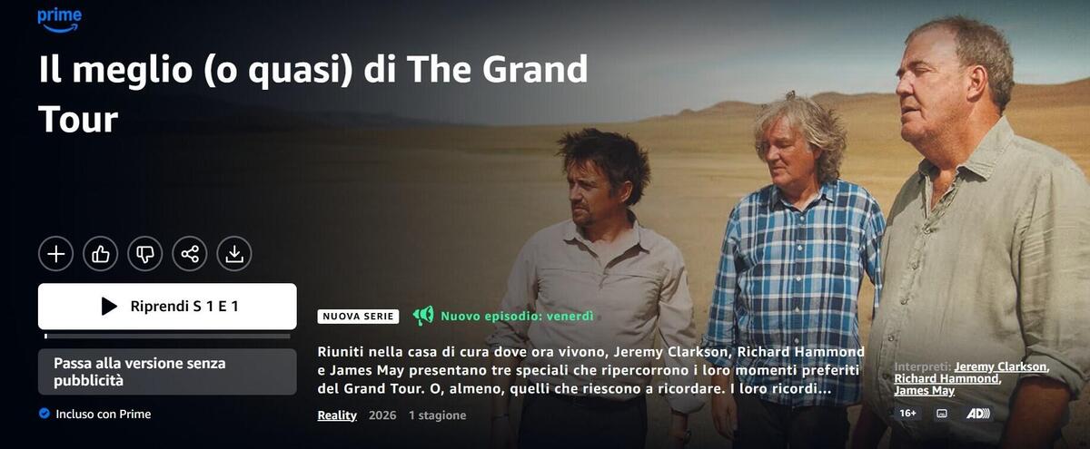 Clarkson, May e Hammond tornano insieme: “Il meglio (o quasi) di The Grand Tour” riporta il trio su Prime Video