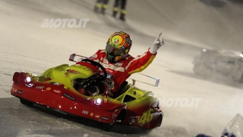 Rossi batte Alonso e Massa sul kart a Madonna di Campiglio