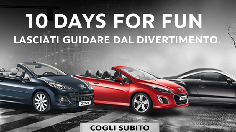 Peugeot 10 days for fun: sconti per 207 CC, 308 CC ed RCZ