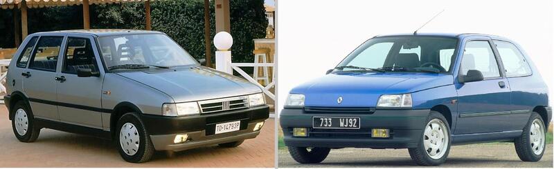 5 lustri fa, Confronto: Fiat Uno Vs Renault Clio I