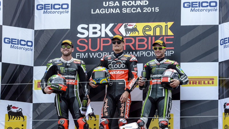 SBK 2015, Laguna Seca. Appena scesi dal podio