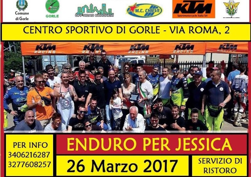 Enduro per Jessica: il 26 marzo giornata di off-road per beneficenza